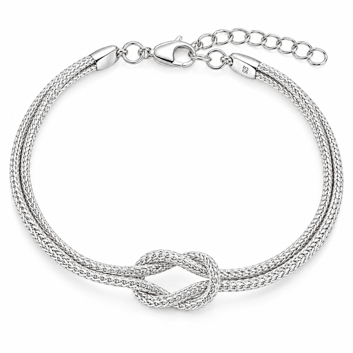 Brățară Damă Argint 925 – Nodul Eternității, Model Împletit cu Două Fire, Silver Infinity Knot. BD481