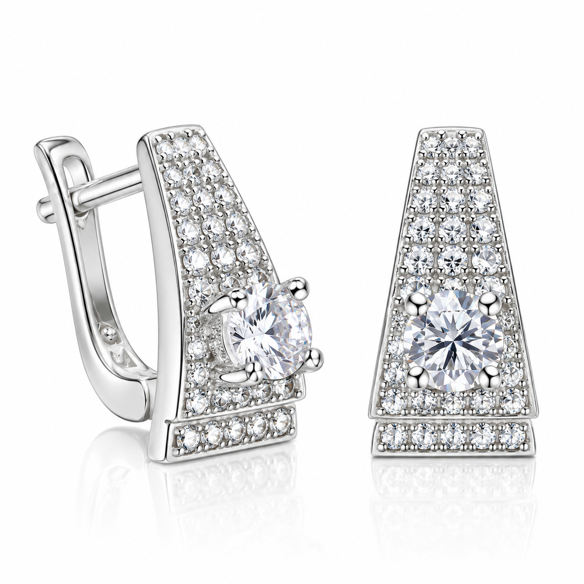 Cercei Eleganți din Argint 925 – Crystal Éclat, cu Pietre Strălucitoare și Design Geometric Rafinat. CD709
