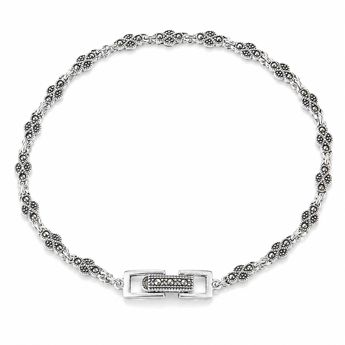 Brățară din Argint 925 cu Marcasite Vintage „Elena” – Eleganță Retro, 19 cm BD464