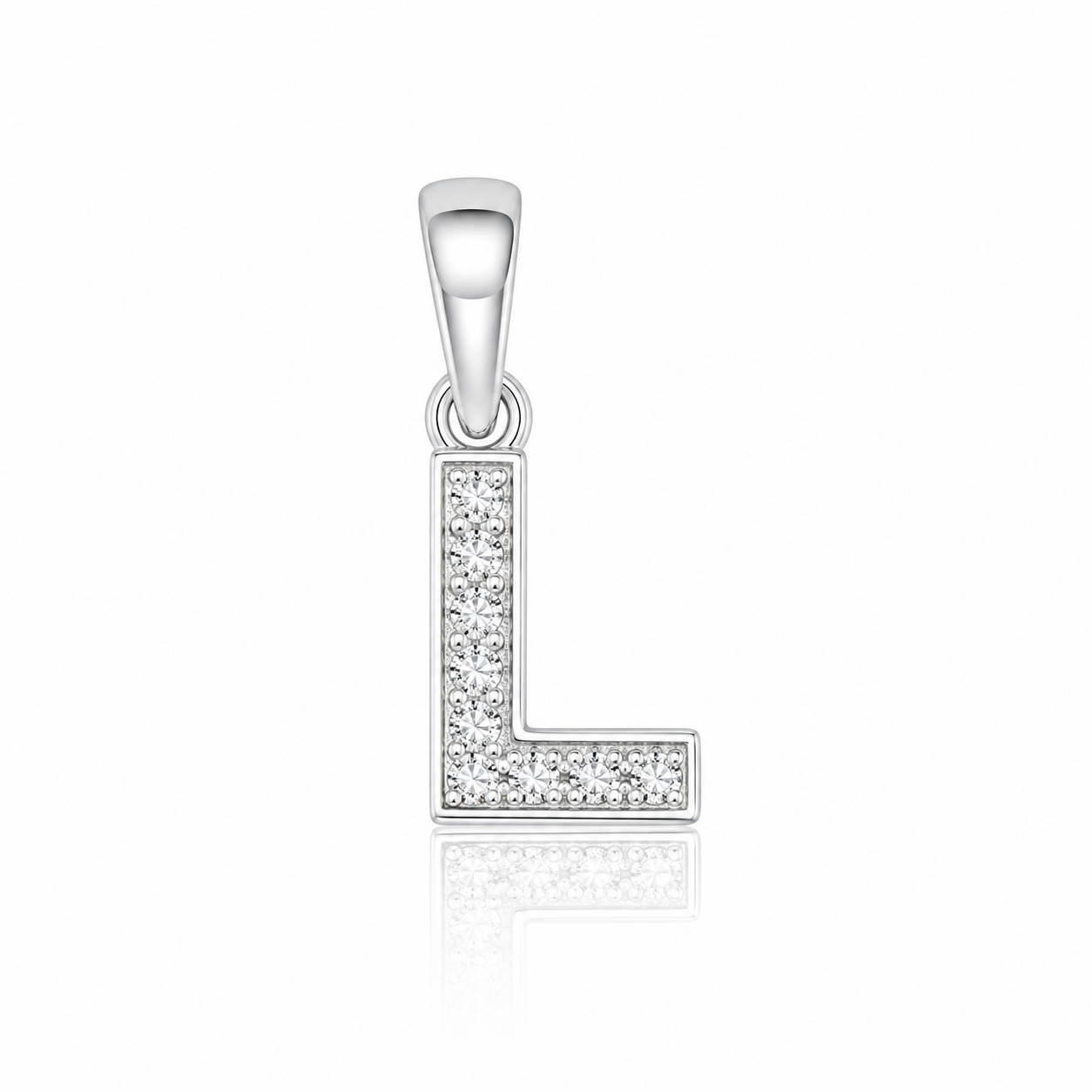 Pandantiv cu Inițiala L din Argint 925 și Zirconii – Literă L Elegantă, 1 cm, 0.76 g, Bijuterie Personalizată pentru Femei P61