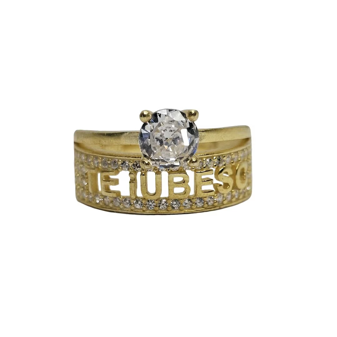 Inel logodna din argint 925 suflat cu aur