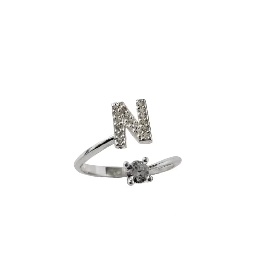 Inel reglabil cu initiala N din argint 925