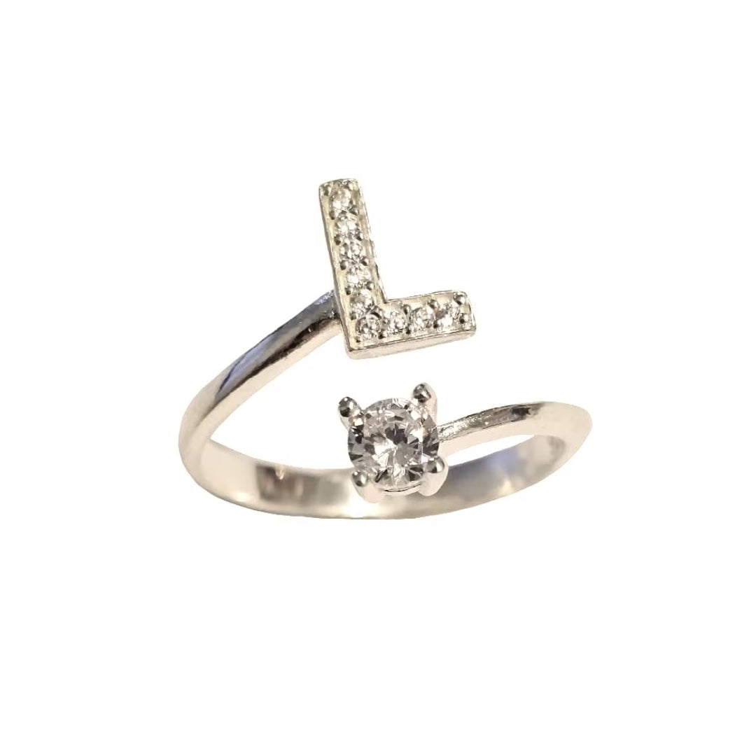 Inel reglabil cu initiala L din argint 925