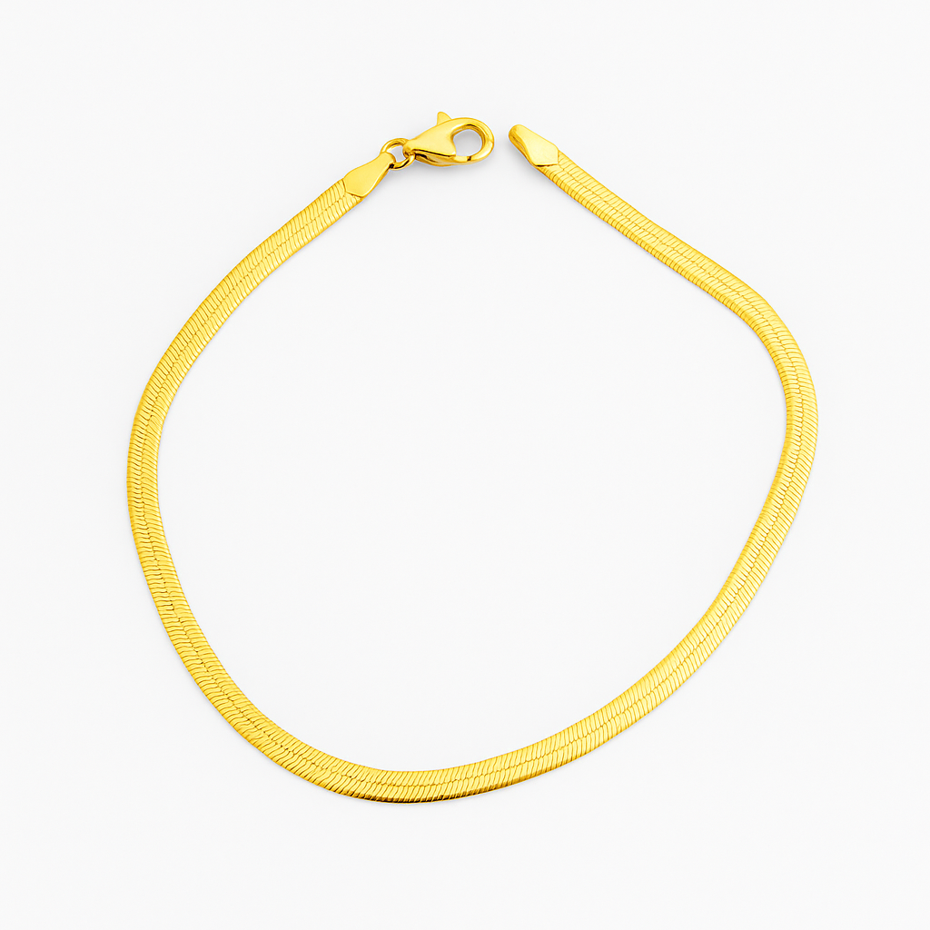 Brățară din Argint 925 Placată cu Aur de 14K, Model Șarpe, 18 cm