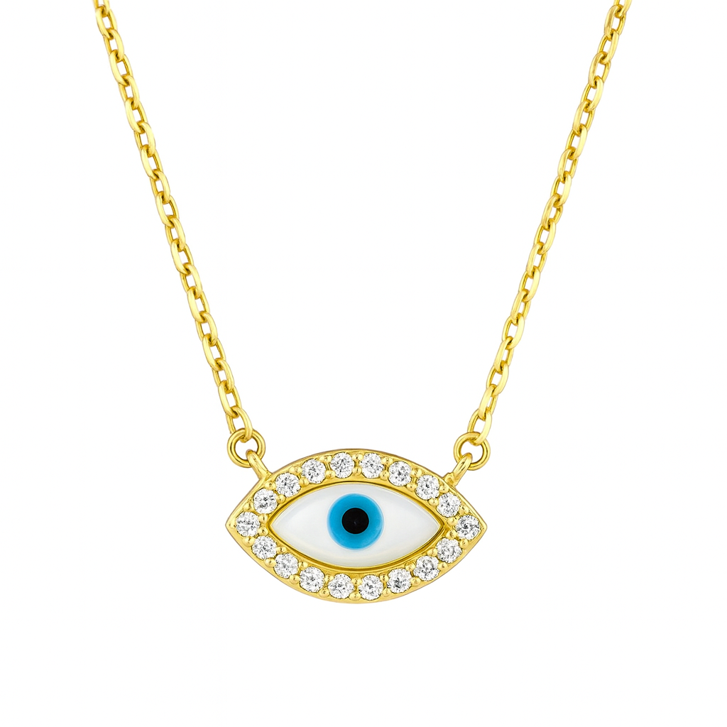 Colier Ochiul Norocului din Argint 925 Placat cu Aur 14K