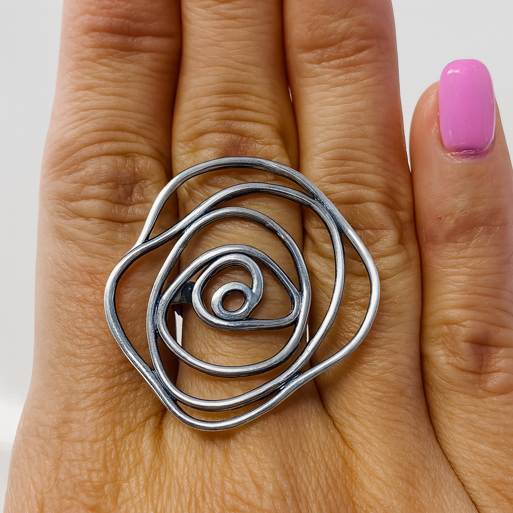 Inel Argint 925 Spiral Rose, Design Artistic Unic, mărimea 20