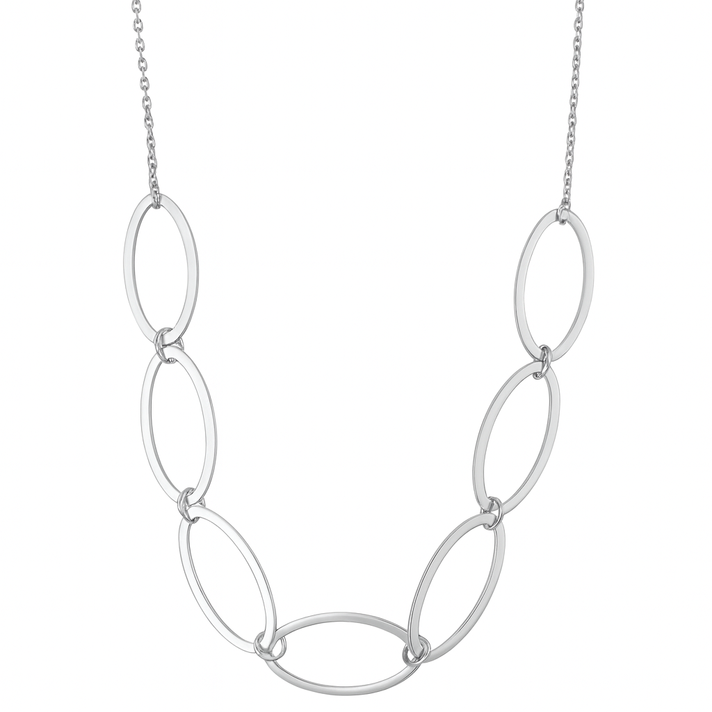 Colier elegant din argint 925 rodiat cu zale ovale