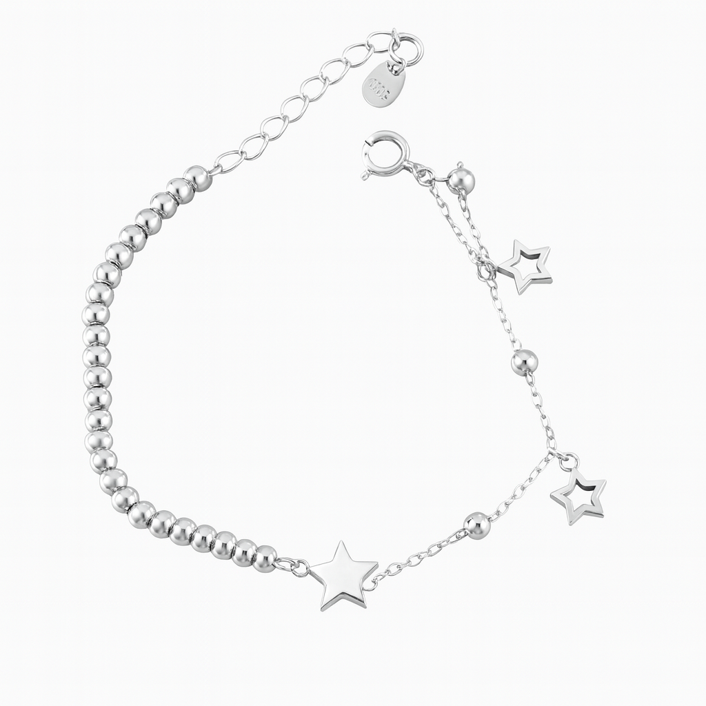 Brățară Stele din Argint 925 Rodiat, Model Elegant, Lungime Ajustabilă