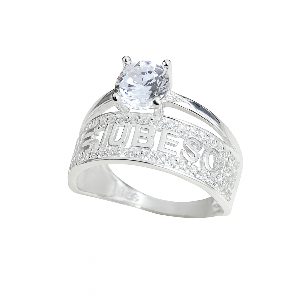 Inel din argint 925 cu inscripția „Te Iubesc” și piatră cubic zirconia – bijuterie de lux ce simbolizează iubirea eternă