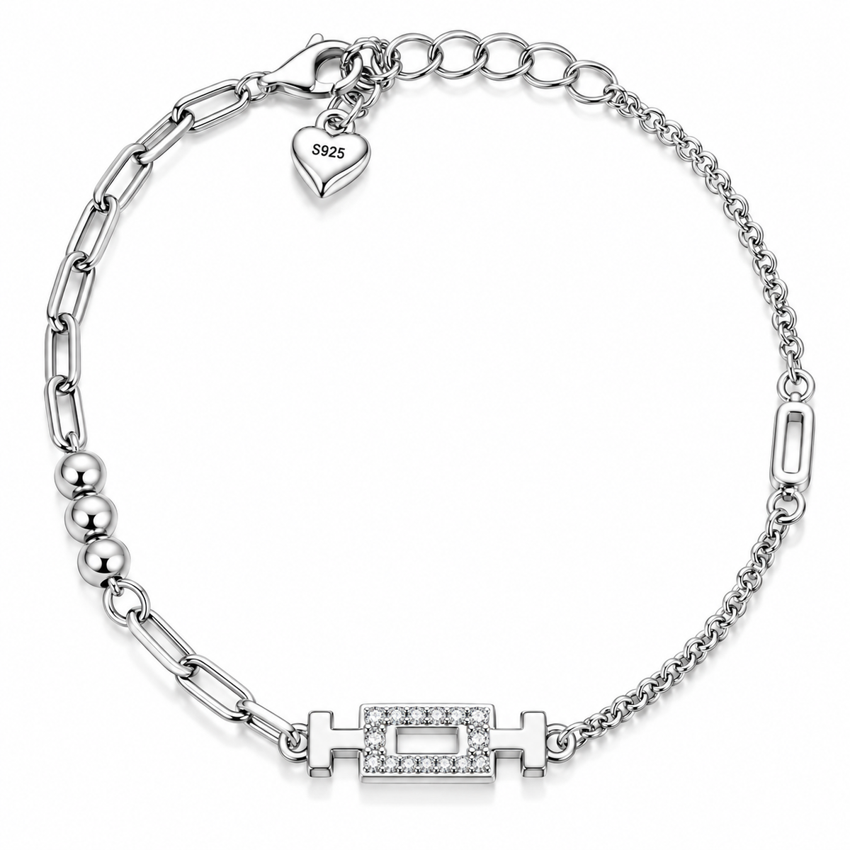 Brățară Damă „Celeste” din Argint 925 cu Zirconii Argintii, Design Geometric Elegant. BD245