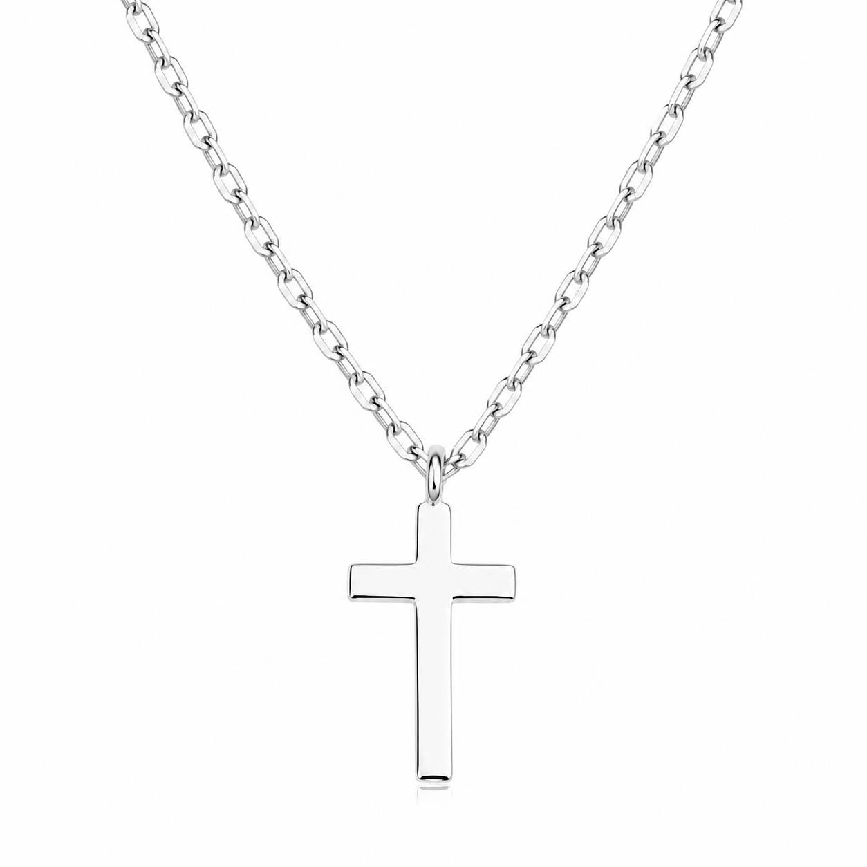Colier Cruce din Argint 925 Minimalist – Pandantiv 6x10 mm, Lant Ajustabil 40+5 cm, Elegant si Delicat. C231
