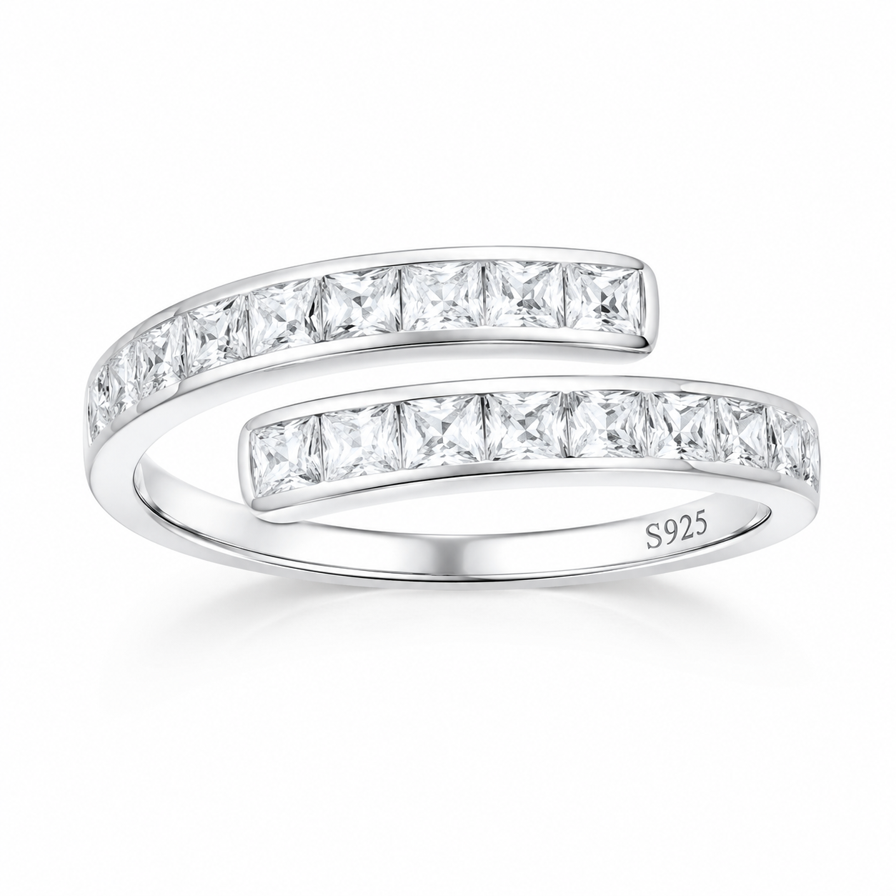 Inel din Argint 925 Rodiat Reglabil „Armonia Eternă” cu Zirconii Princess. ID525