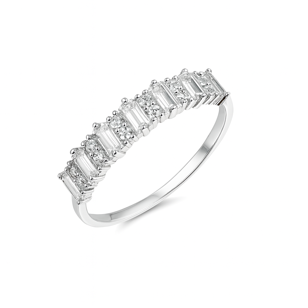 Inel Elegant din Argint 925 cu Pietre Baguette, Bijuterie Fină