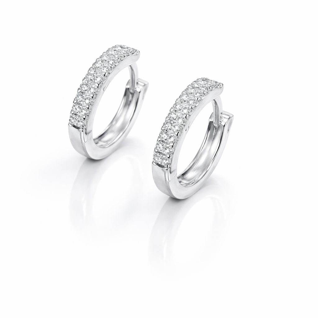 Cercei Tenis din Argint 925 cu Zirconii Strălucitoare – Diametru 14 mm. CD527