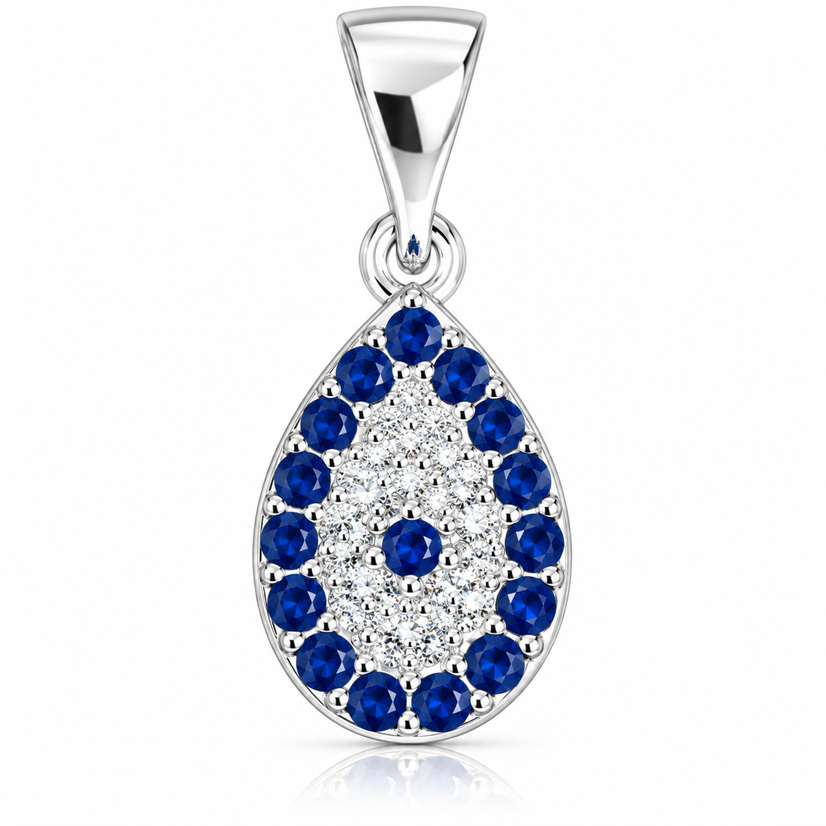 Pandantiv Ochi Protector Picătură din Argint 925 cu Pietre Albastre și Zirconii – Talisman Eleganță și Protecție. P82