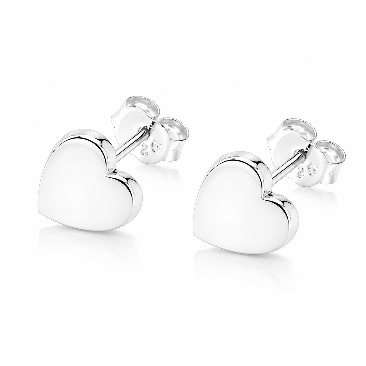 Cercei din Argint 925 „Inimă Senină” – Cercei cu Șurub în Formă de Inimă , Eleganță Minimalistă pentru Femei. CD609