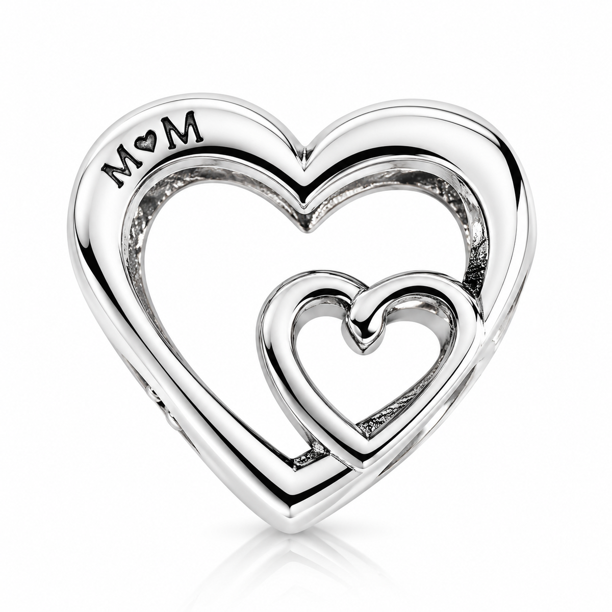 Charm Inimă Dublă „I ♥ You Forever and Ever” din Argint 925 – Simbolul Iubirii Eterne, Compatibil Pandora. T245