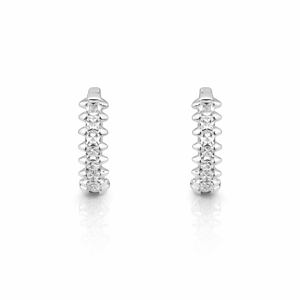 Cercei Argint 925 cu Zirconii Strălucitoare, Tip Huggie, Diametru 14 mm – Eleganță Modernă, Cadou Premium. CD524