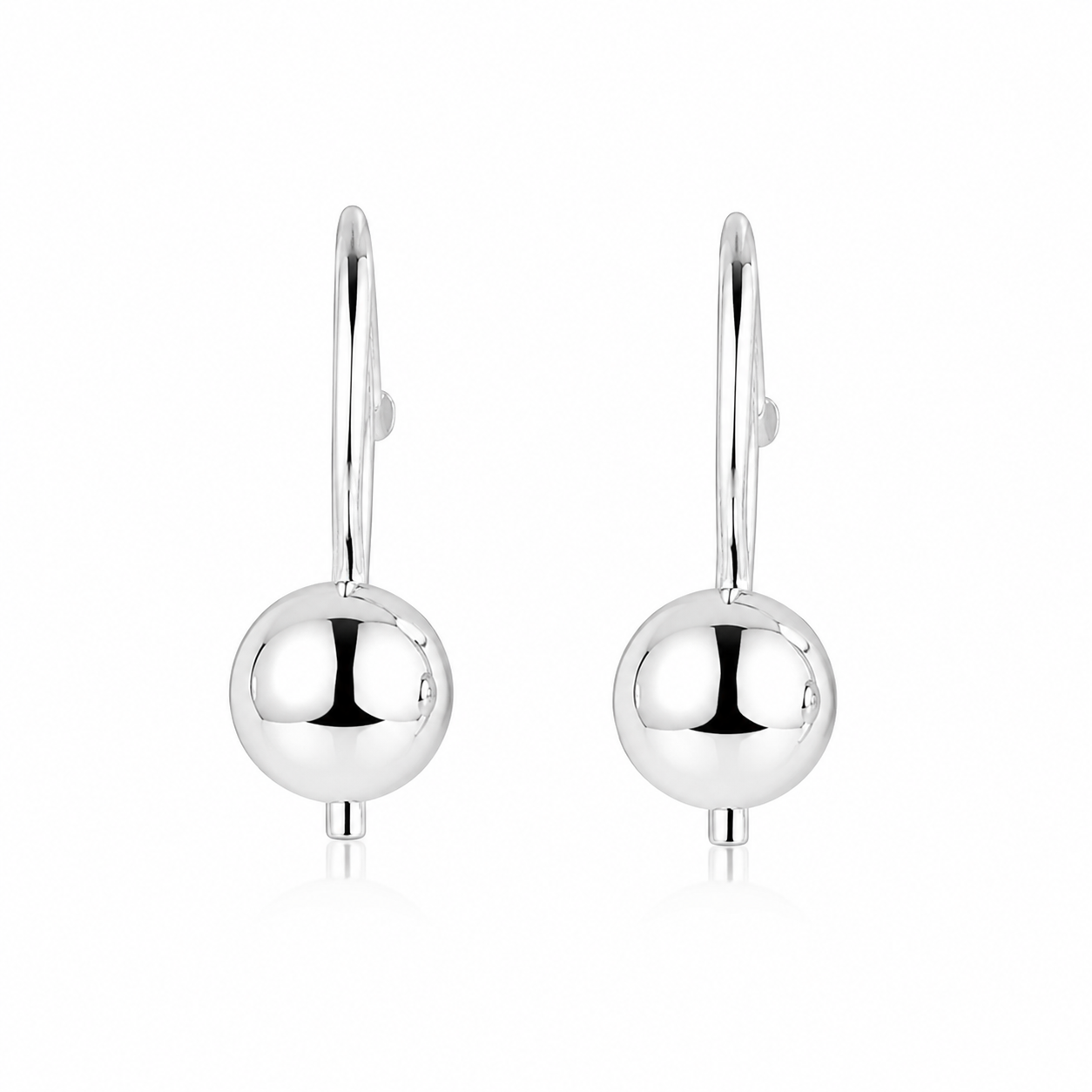 Cercei din Argint 925 „Luna Éclat” – Eleganță Minimalistă cu Bilă Lucioasă. CD598