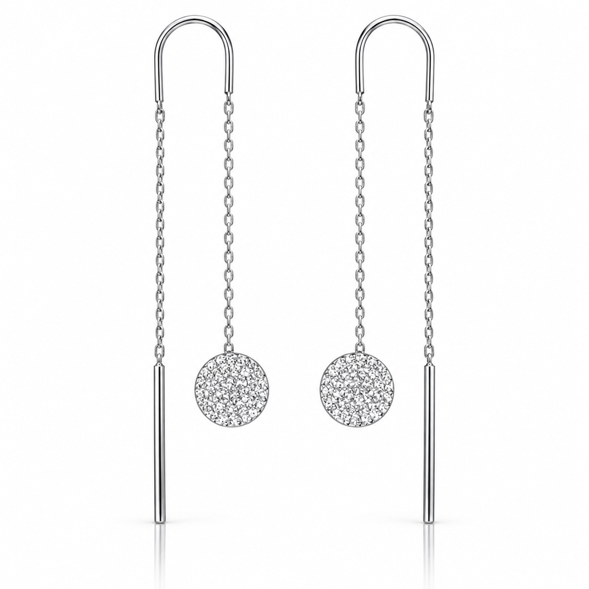 Cercei lungi din argint 925 „Lumina Cercului” – Lănțișor fin și bănuț texturat, 7 cm. CD695