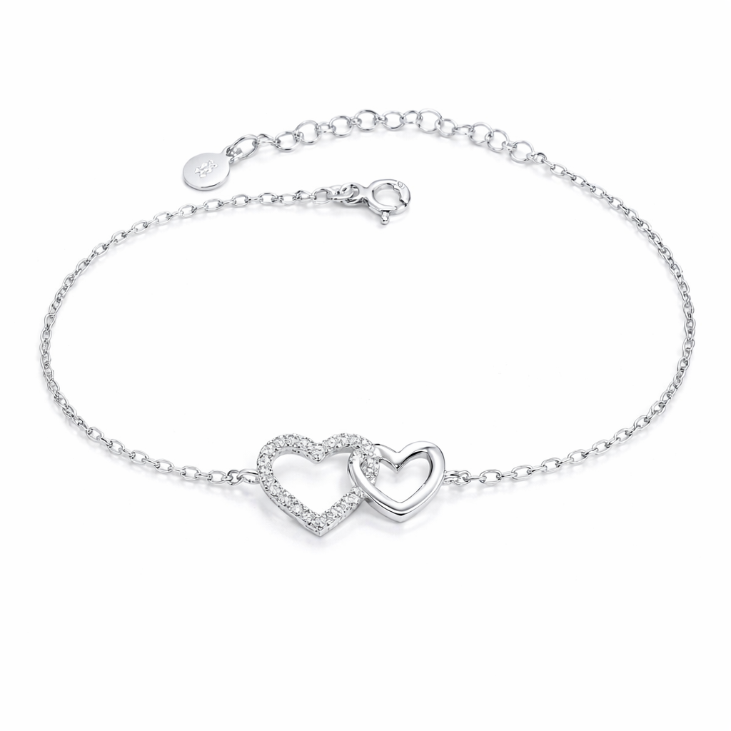 Brățară Argint 925 Double Heart Infinity – Eleganță Delicată cu Semnificație Emoțională. BD373