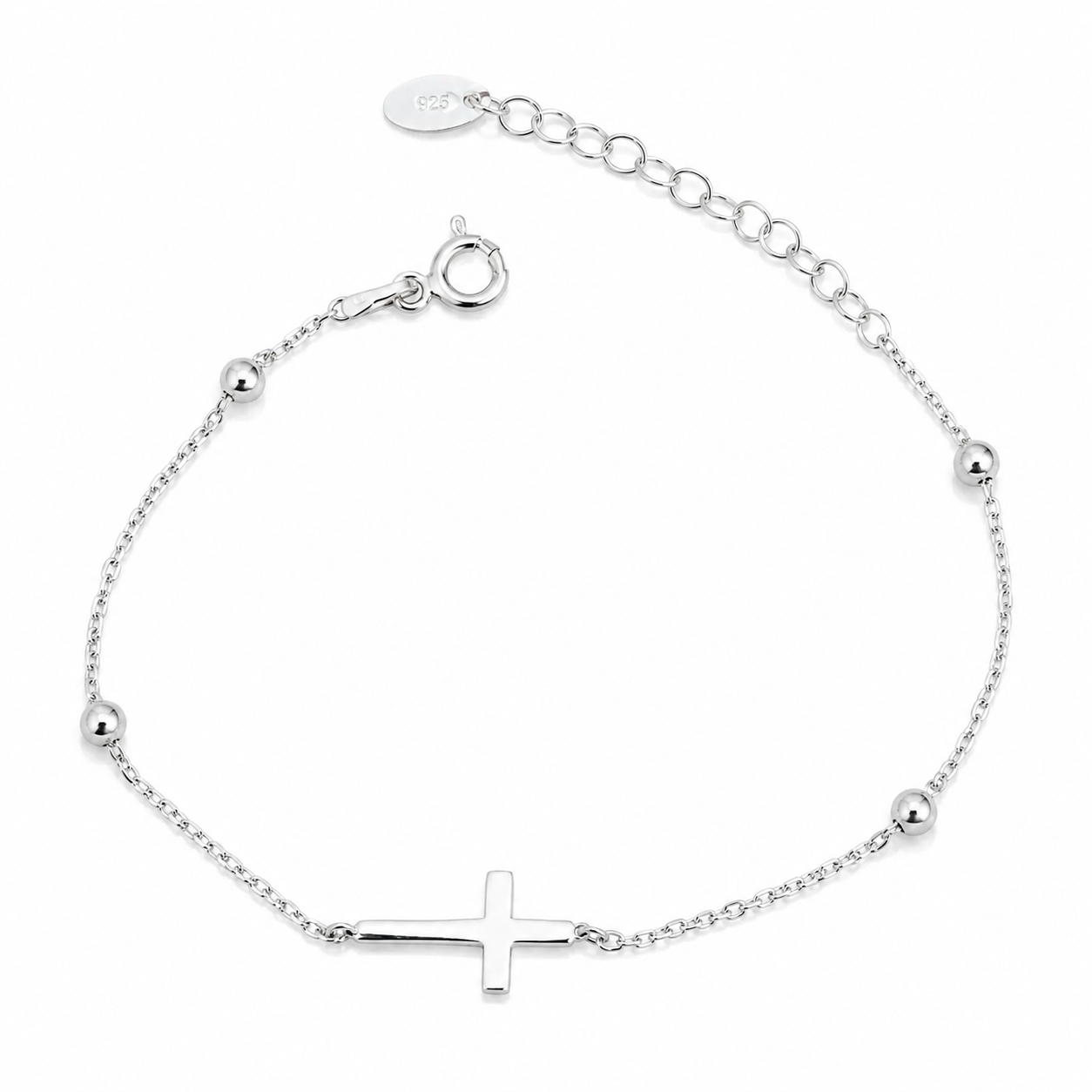 Brățară Argint 925 cu Cruce Minimalistă, Reglabilă 15+3 cm – Simbol Credință și Protecție | InfinityBijoux. BD437