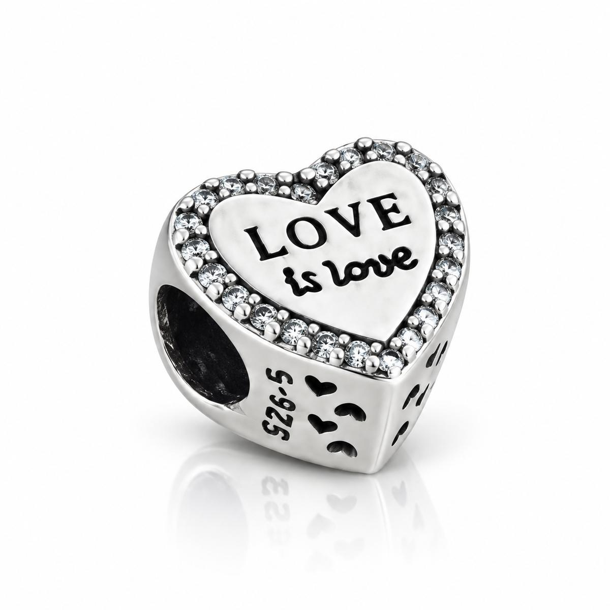 Charm inimă „Amour Libre” din argint 925, Love Is Love, compatibil Pandora. T248