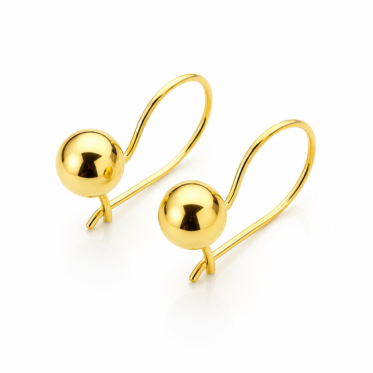 Cercei Golden Sphere Éclat din Argint 925 Placat cu Aur 14K – Biluță 6 mm, Tortiță 15 mm. CD597