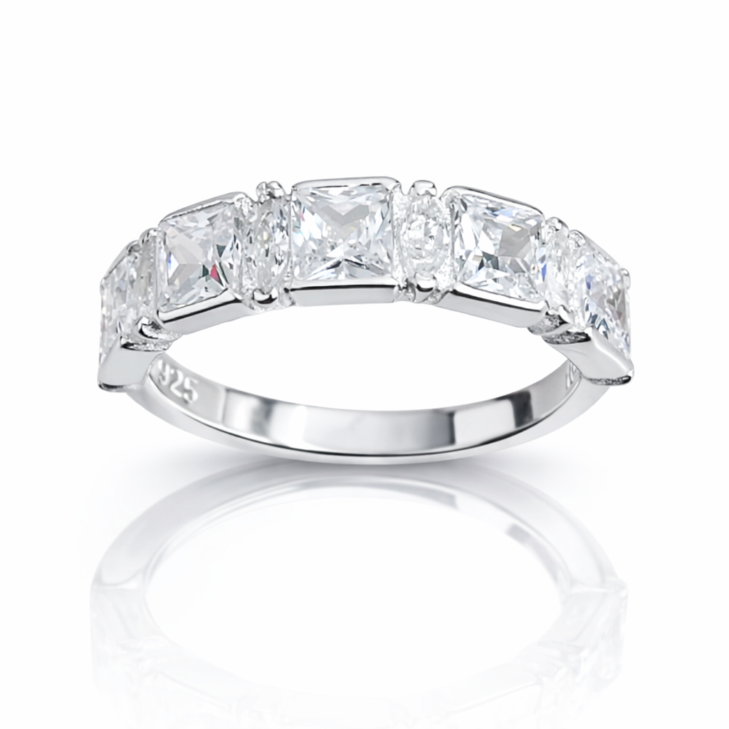 Inel Argint 925 cu Pietre Strălucitoare Tip Princess – Model Elegant 5 mm, Design Modern, Cadou Premium Femei. ID478