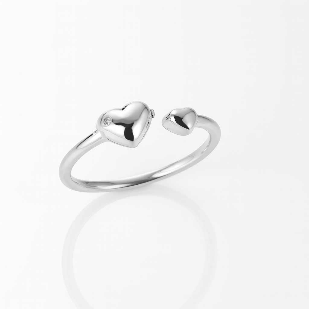 Inel Reglabil din Argint 925 cu Două Inimi – Simbol al Iubirii și Armoniei