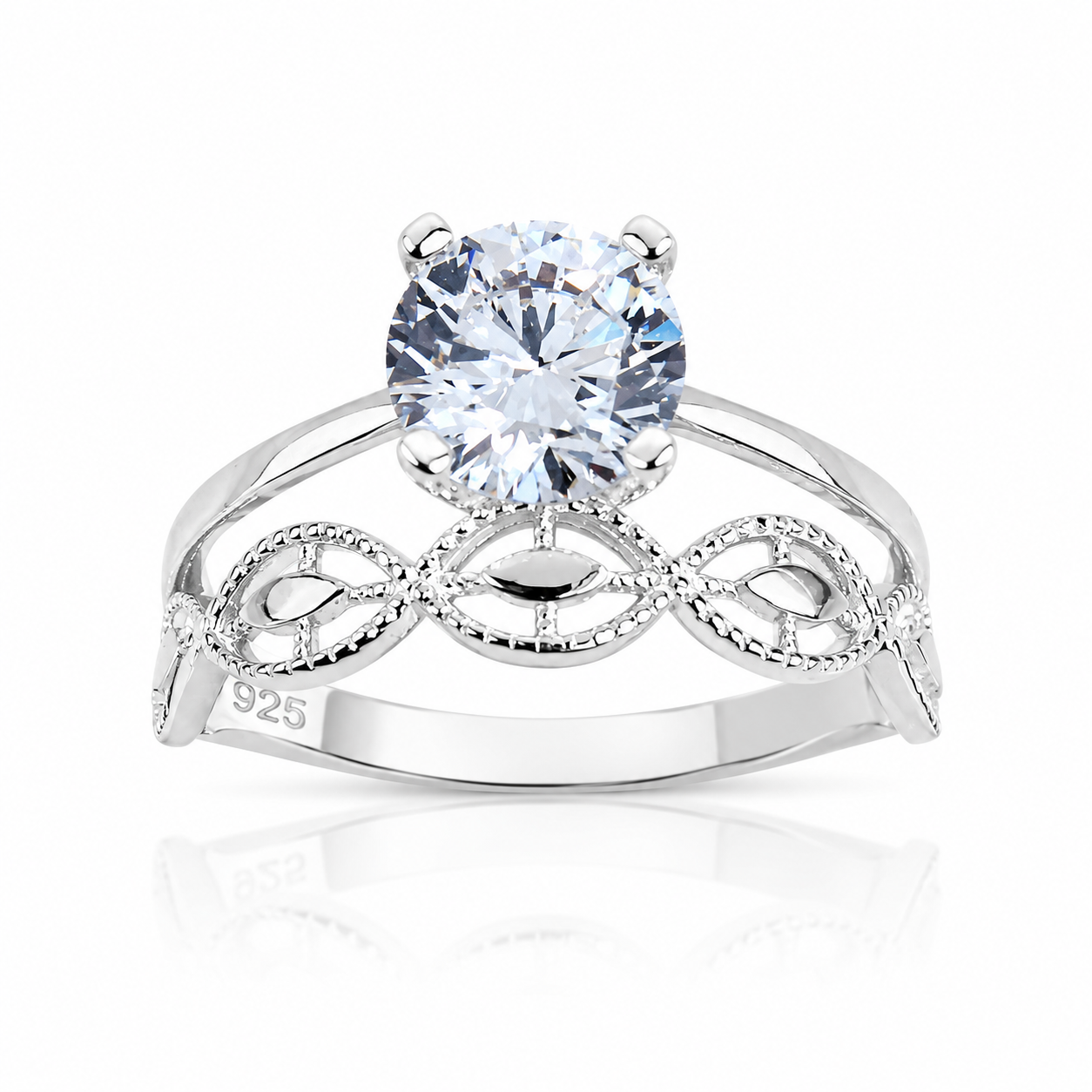Inel „Éternelle Lumière” din Argint 925 cu Zirconiu Solitaire și Simbol Infinit. ID549