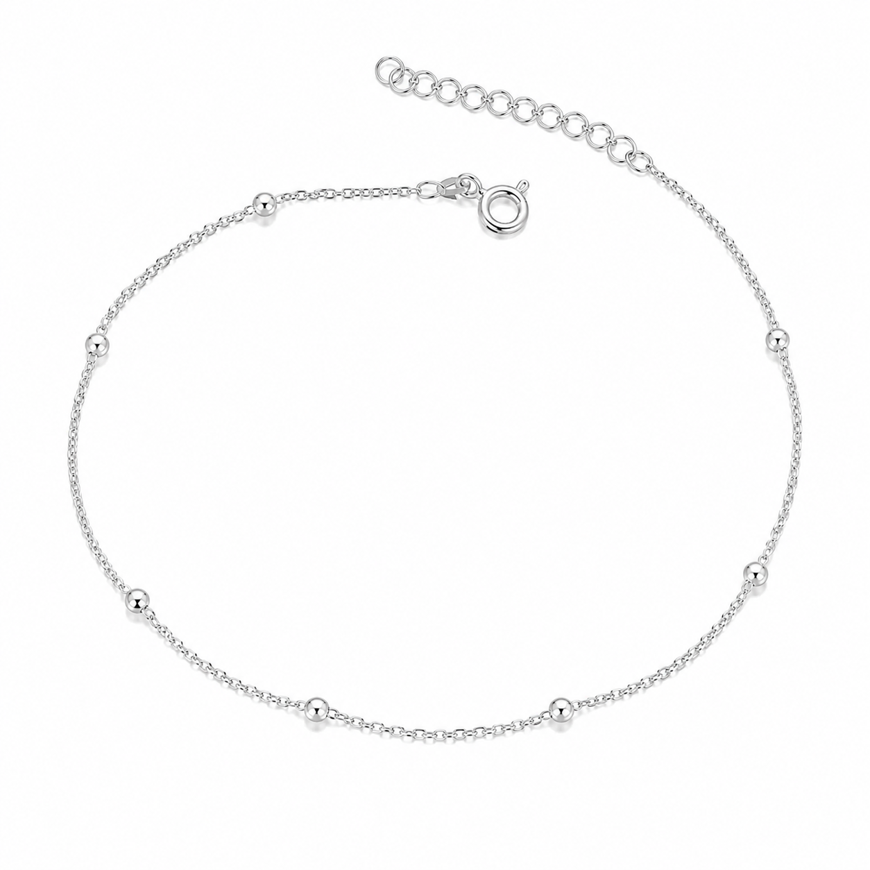 Brățară de gleznă din Argint 925 cu biluțe fine – reglabilă 21+4 cm, design minimalist elegant. BG36