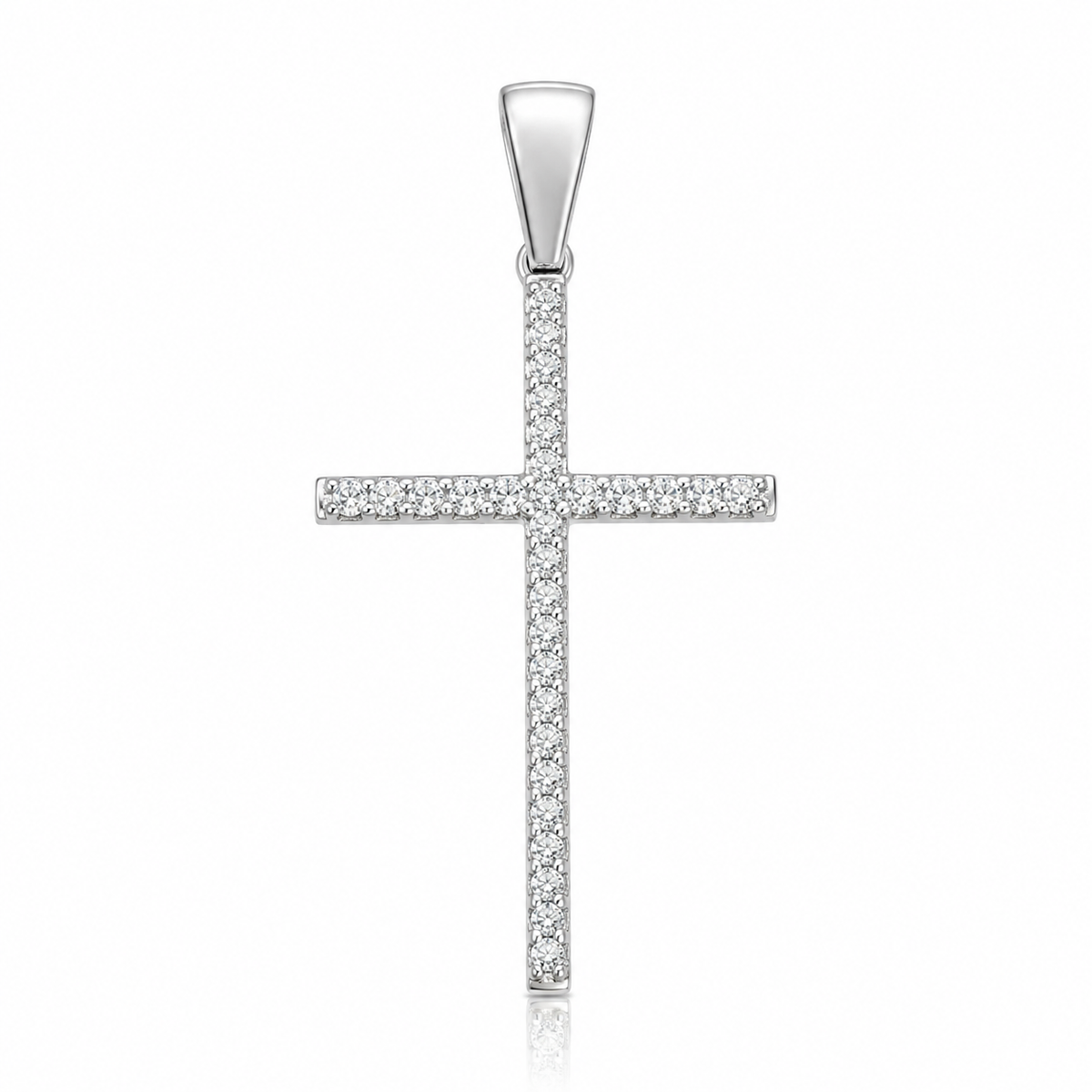 Pandantiv Cruce din Argint 925 „Lumina Credinței” – Design Elegant cu Zirconii. P68