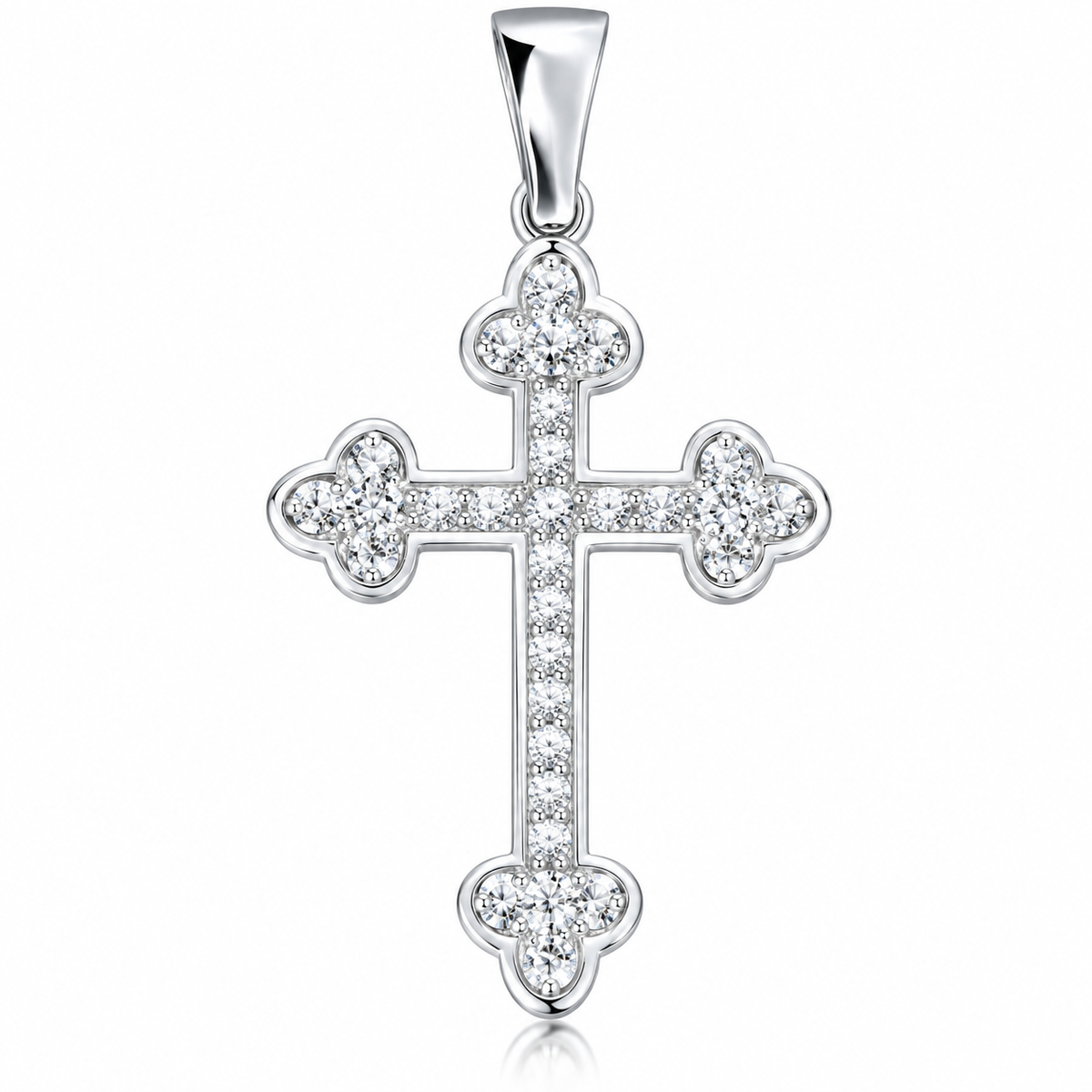 Pandantiv Cruce Lumina Credinței din Argint 925 cu Pietre Strălucitoare – 25 × 18 mm. P84