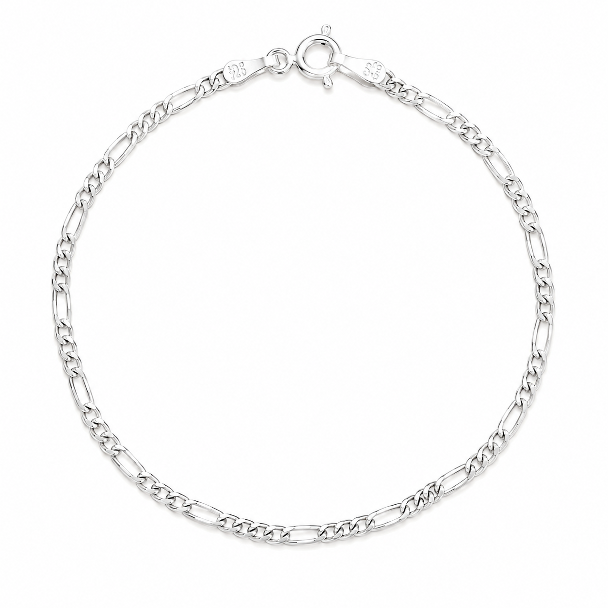 Brățară Figaro din Argint 825 pentru Damă și Bărbat, 18 cm, 2 mm, Elegantă și Versatilă. BB56