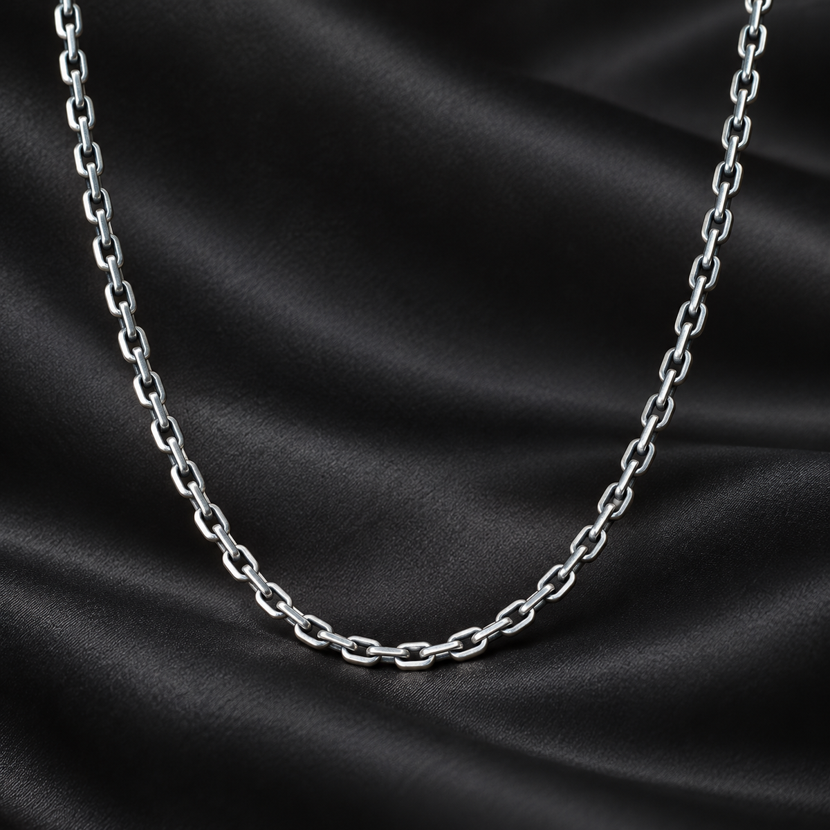 Lanț din argint 925 oxidat „Legătura Eternă” – zale alungite, 10 gr, 60 cm. LB53
