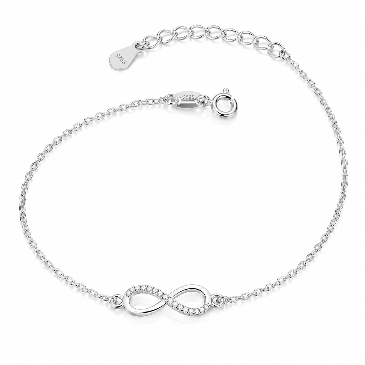 Brățară Infinity din Argint 925 Rodiat cu Zirconii – Simbolul Iubirii Infinite și al Eleganței Fine. BD435