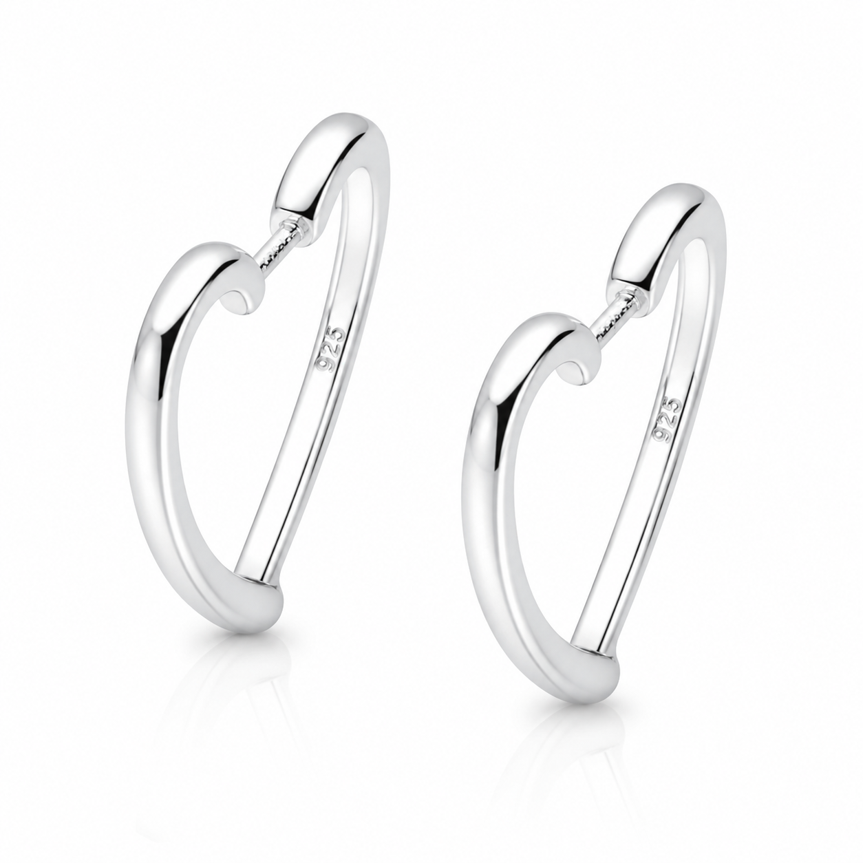 Cercei Inimă din Argint 925 – Eleganță Minimalistă, Design Modern 2x2 cm, 3.35g, Cadou Ideal Femei. CD514