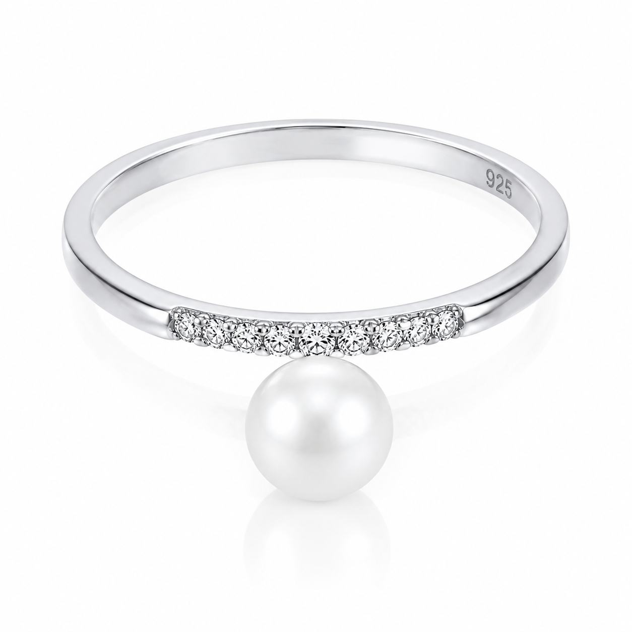 Inel din Argint 925 „Perla Lunii” – cu Perlă Albă și Zirconii Strălucitoare | Eleganță Clasică. ID530