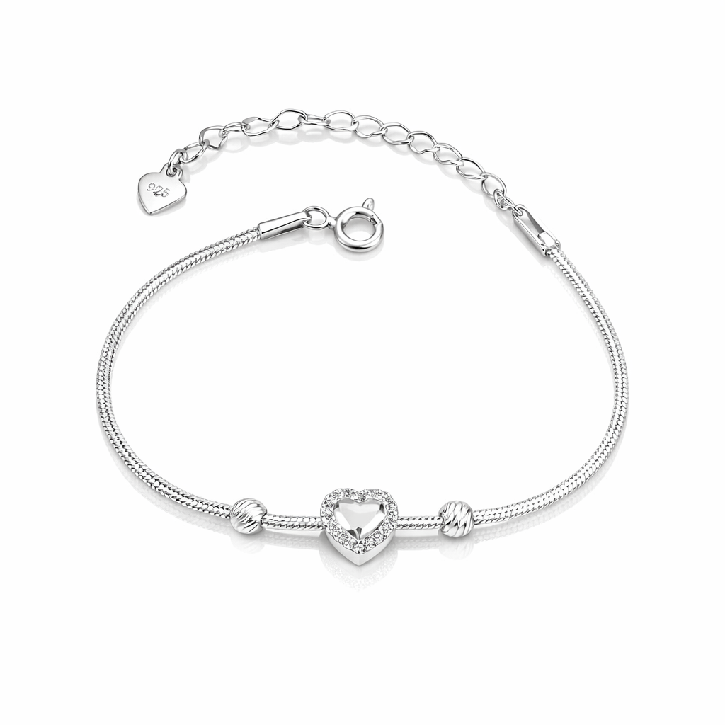Brățară din Argint 925 „Inima Eternă” – Eleganță Delicată cu Zirconii Strălucitoare. BD 406