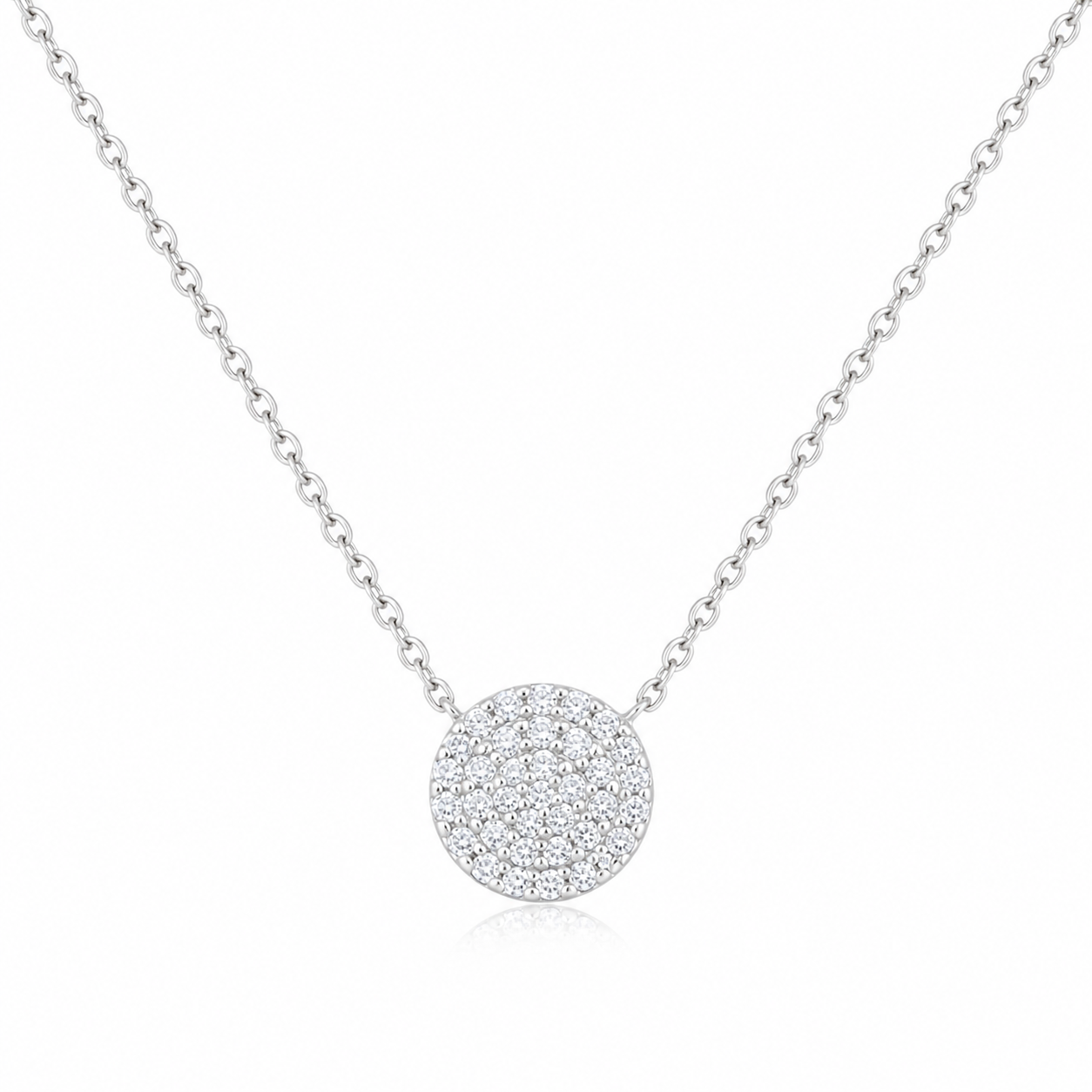 Colier argint 925 rodiat pandantiv rotund zirconii pave