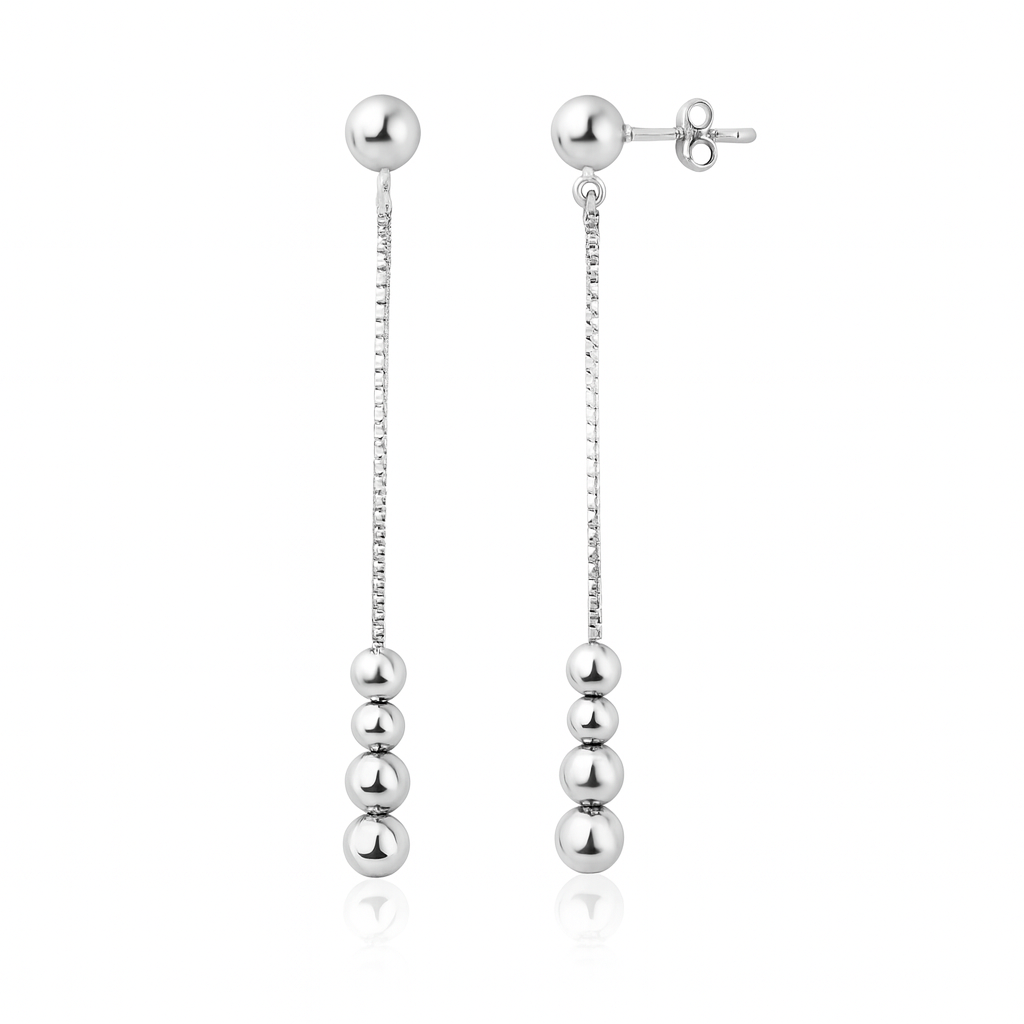 Bijuterii de damă din argint 925 rodiat, cercei lungi de 5.5 cm, strălucire intensă și protecție împotriva oxidării, stil minimalist modern.