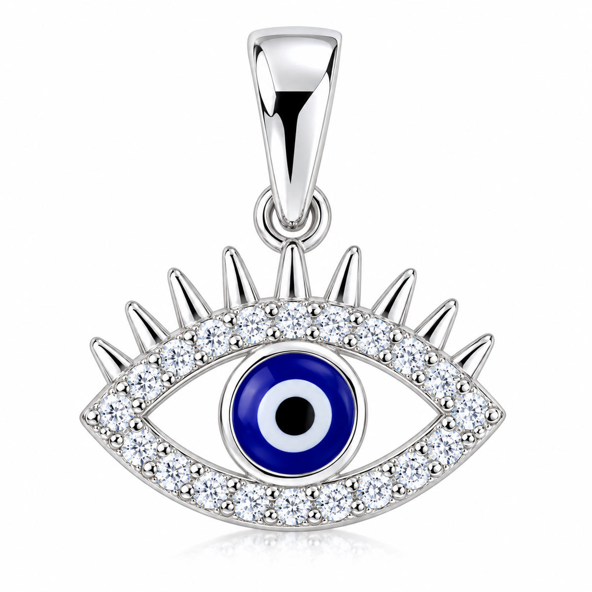 Pandantiv Ochi Protector din Argint 925 cu Zirconii și Ochi Albastru – Talisman Nazar.  P85
