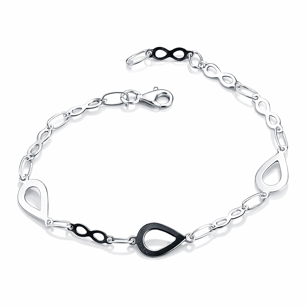Brățară din Argint 925 cu Elemente Infinity și Forme Lacrimă – Lungime 19 cm. BD381