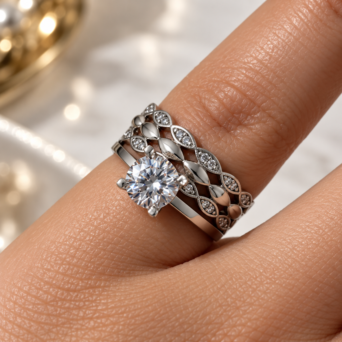 Inel din Argint 925 cu Piatră Solitaire și Design Împletit cu Zirconii – Eleganță Eternă