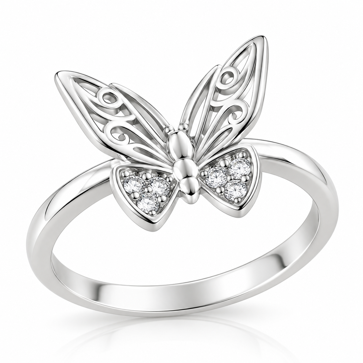 Inel Damă din Argint 925 „Butterfly Grace” – Fluture Delicat cu Aripi Filigranate și Pietre Strălucitoare. ID611