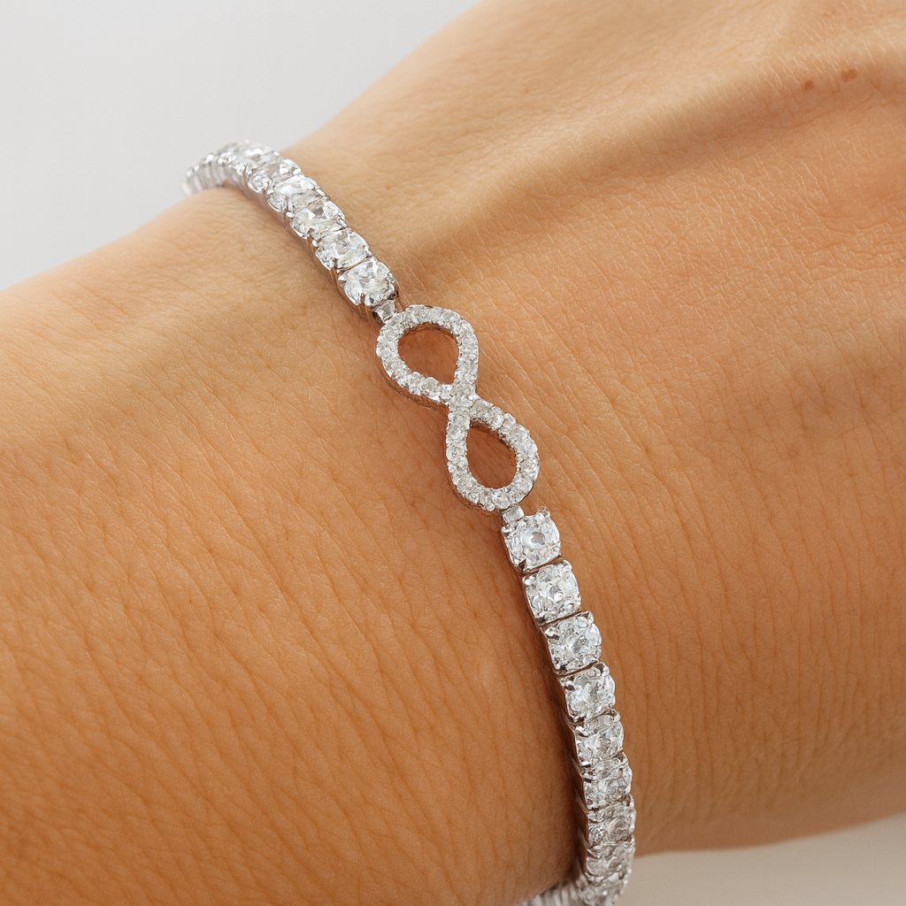 Brățară Tenis Elastică din Argint 925 cu Simbolul Infinit