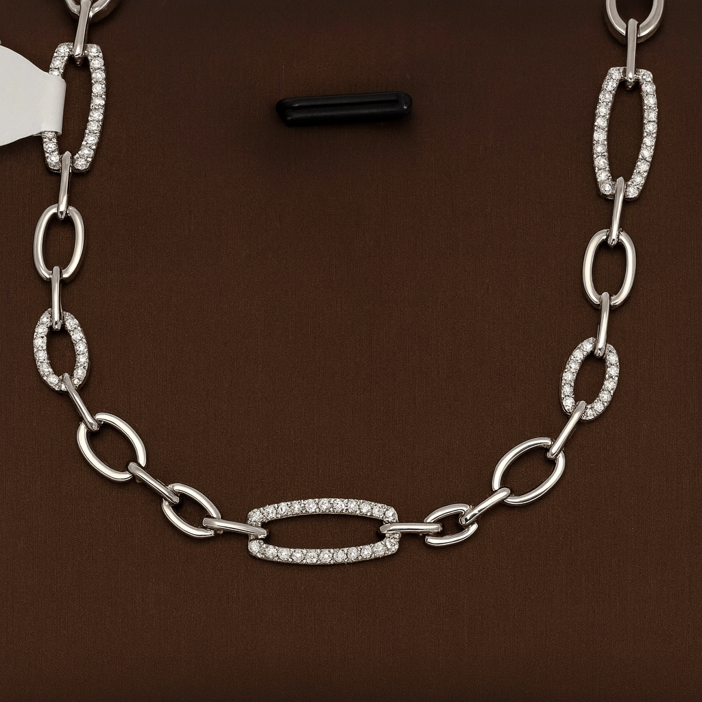 Brățară elegantă din argint 925 rodiat cu zale ovale și zirconii