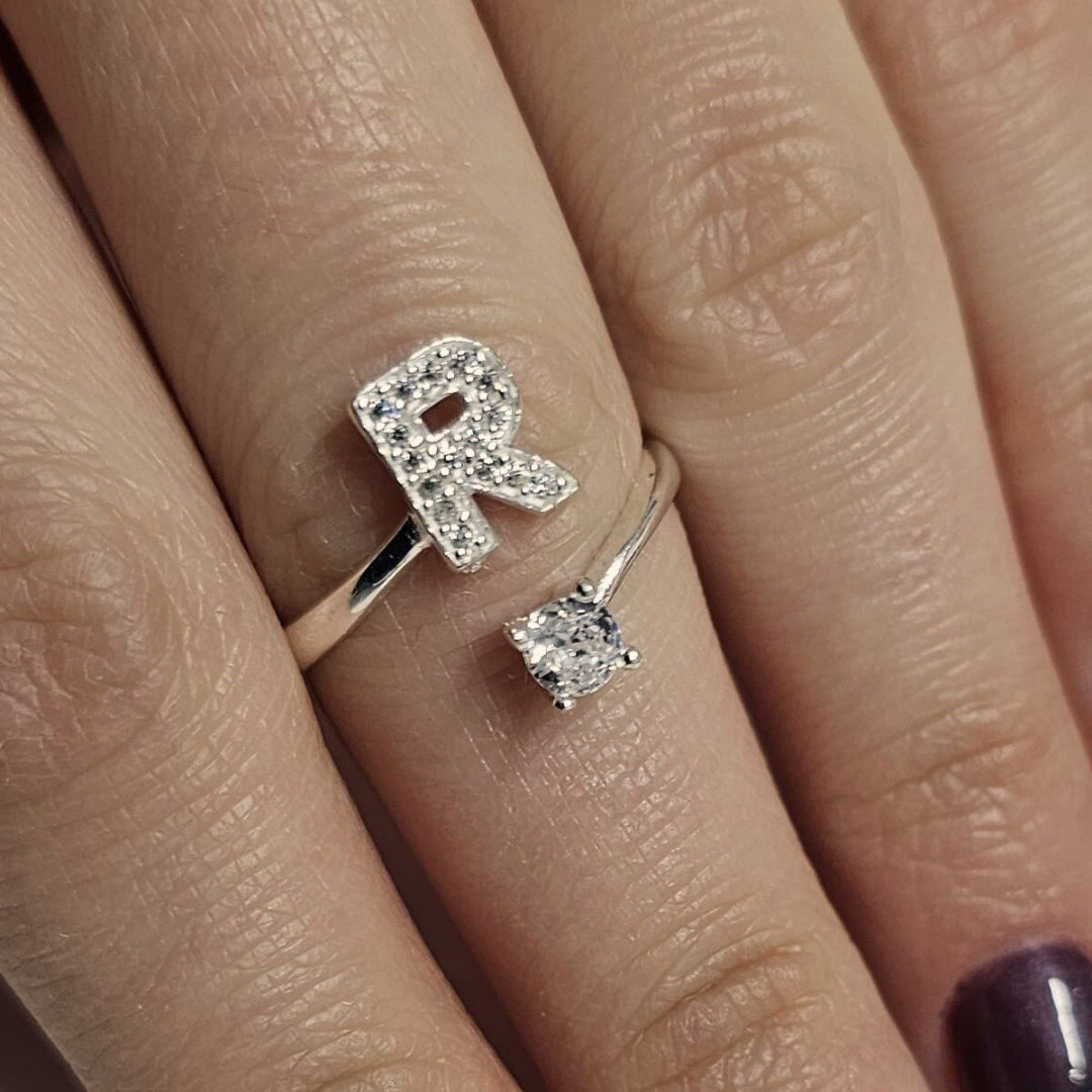 Inel reglabil cu initiala R din argint 925