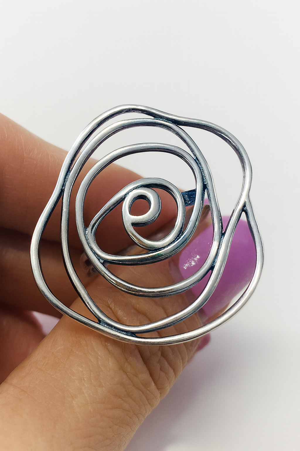 Inel Argint 925 Spiral Rose, Design Artistic Unic, mărimea 21